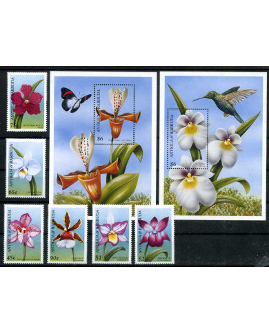 ANTIGUA I BARBUDA 1997 r. - FLORA, KWIATY, MOTYL, PTAK ** NR 2565-70, BL 374-5