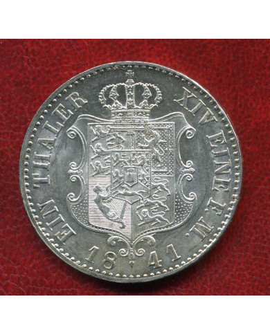 NIEMCY - HANNOVER 1841 r. - ERNST AUGUST. TALAR, Srebro, STAN I/II