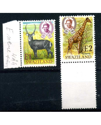 SUAZI - SWAZILAND 1975 r. - ZWIERZĘTA, ŻYRAFA ** NR 218-9